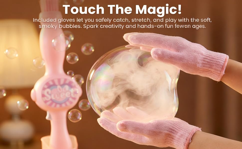 Fog Bubble Machine for Kids, Smoke Bubble Fog Wand with Gloves