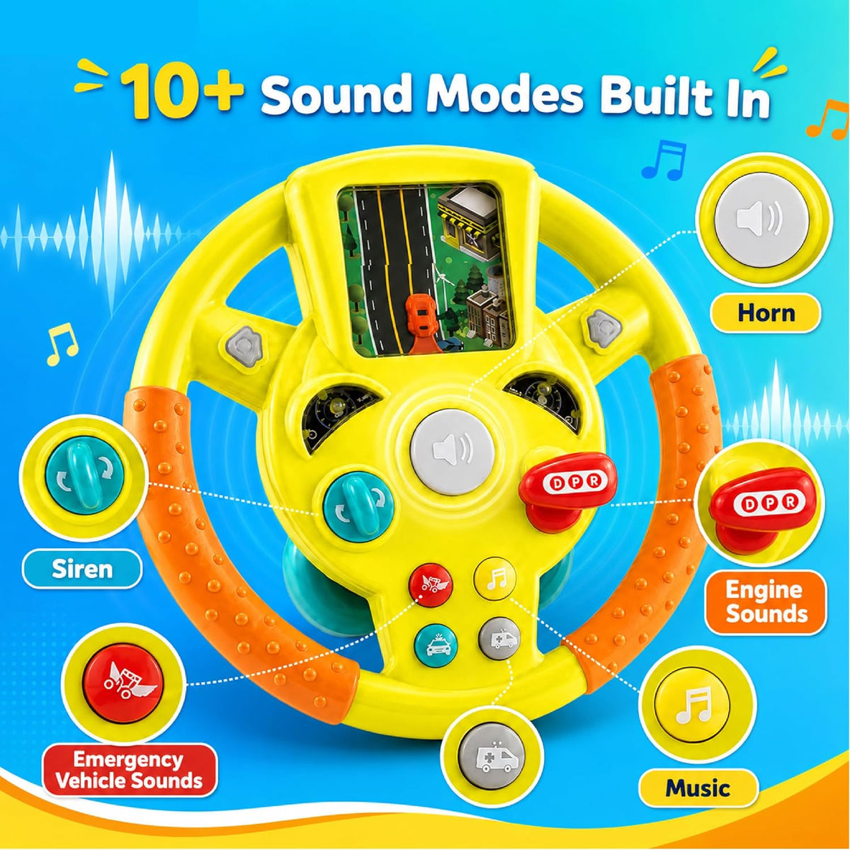 Kids Steering Wheel — Driving Simulator with Lights & Sound