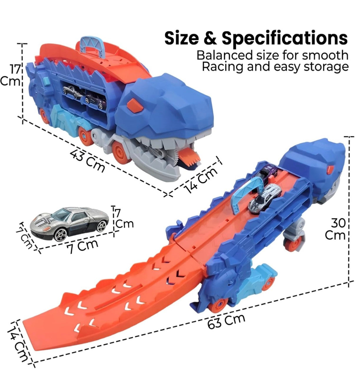 Dinosaur Transporter Truck — Push & Go Playset with 2 Die-Cast Cars