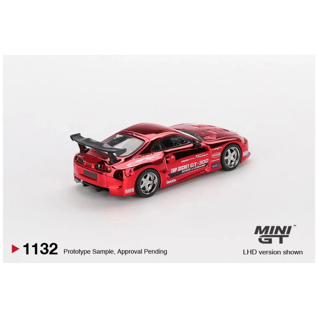 IMP Mini GT (BLISTER PACK) #1132: Toyota Supra (A80) Top Secret GT-300 Red Chrome – 1:64 Scale Die-Cast Model