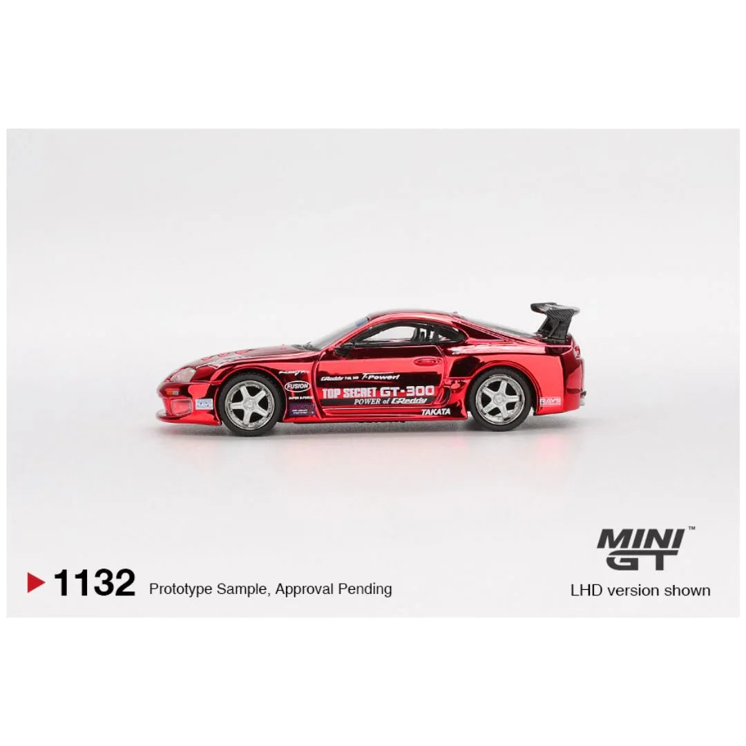 IMP Mini GT (BLISTER PACK) #1132: Toyota Supra (A80) Top Secret GT-300 Red Chrome – 1:64 Scale Die-Cast Model