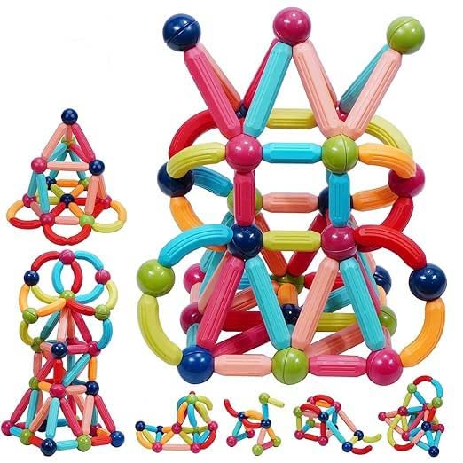 Magnetic Blocks for Kids | 64 PCS Magnetic Sticks & Balls Building Blocks Magnet Toy