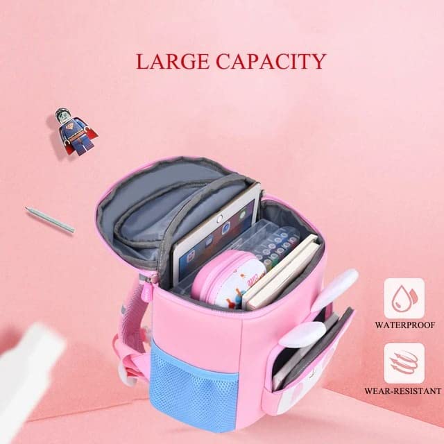 3D Unicorn Design Large Capacity School Bags with Slip Over Buckle for Kindergarten Kids