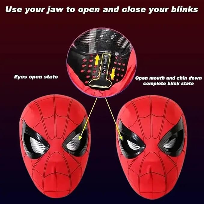 Superhero Mask with Moving Eyes | 3D Cosplay Costume Mask | 360° Full Face Cover, Breathable, Adjustable Comfortable Dress Up Mask