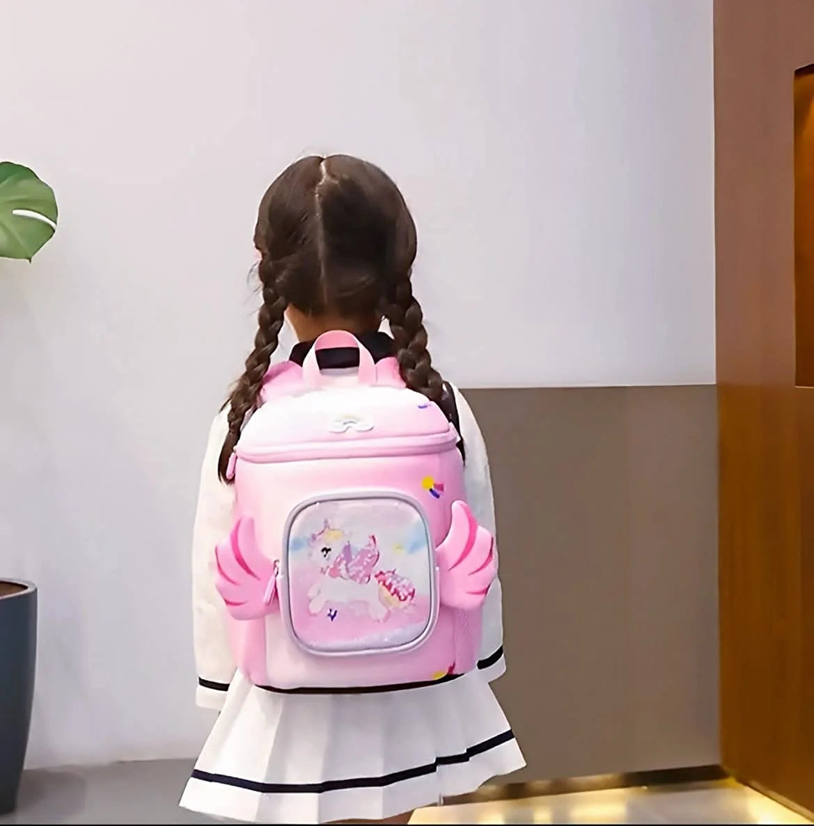 3D Unicorn Design Large Capacity School Bags with Slip Over Buckle for Kindergarten Kids