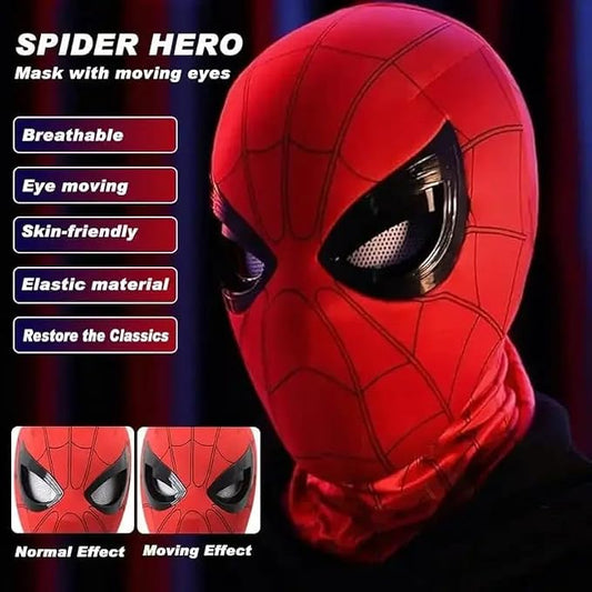 Superhero Mask with Moving Eyes | 3D Cosplay Costume Mask | 360° Full Face Cover, Breathable, Adjustable Comfortable Dress Up Mask