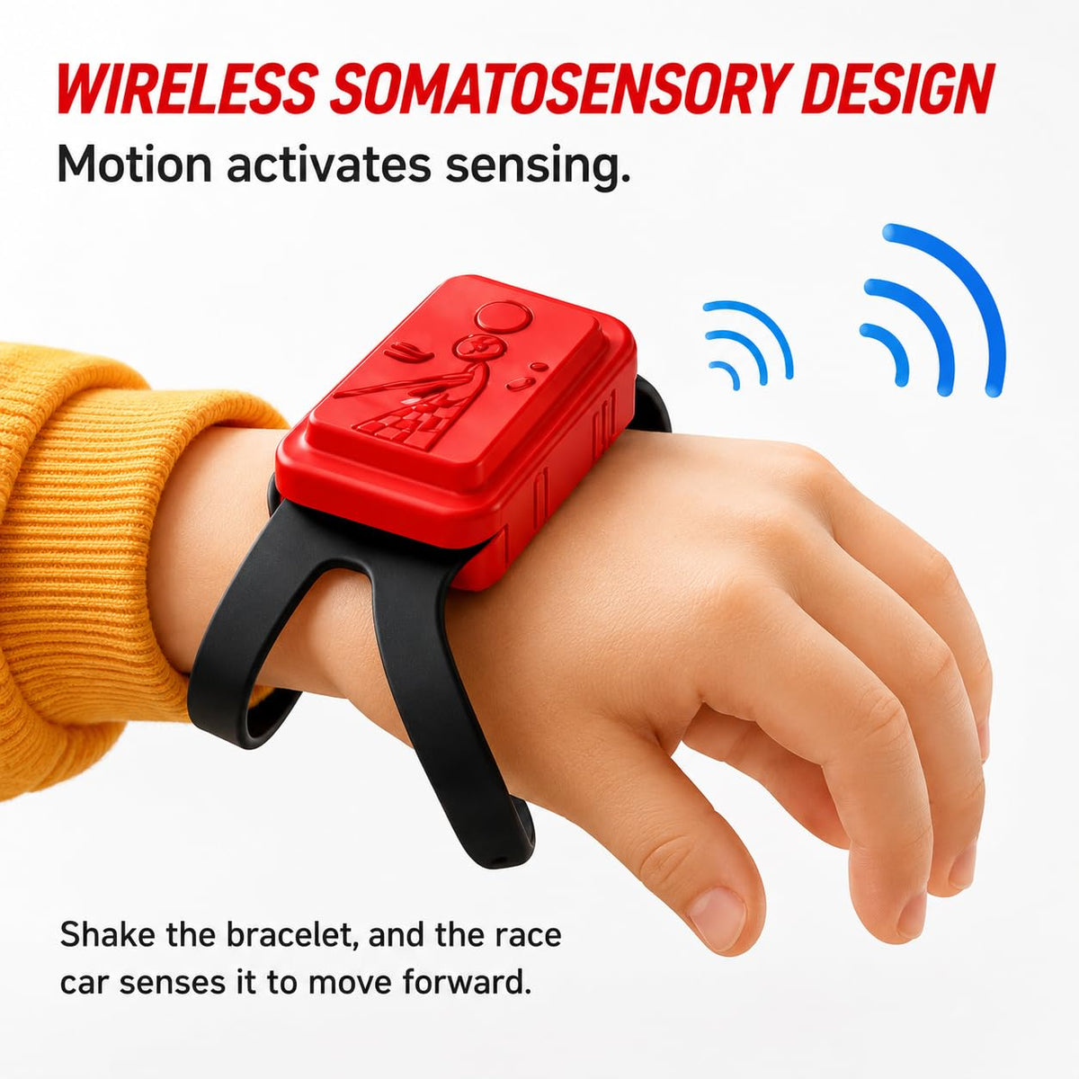Interactive Induction Running Race Game Toy | 2 Player Wireless Motion Sensor Racing Track with Gesture Control Wristbands, Rechargeable Battle Board Game