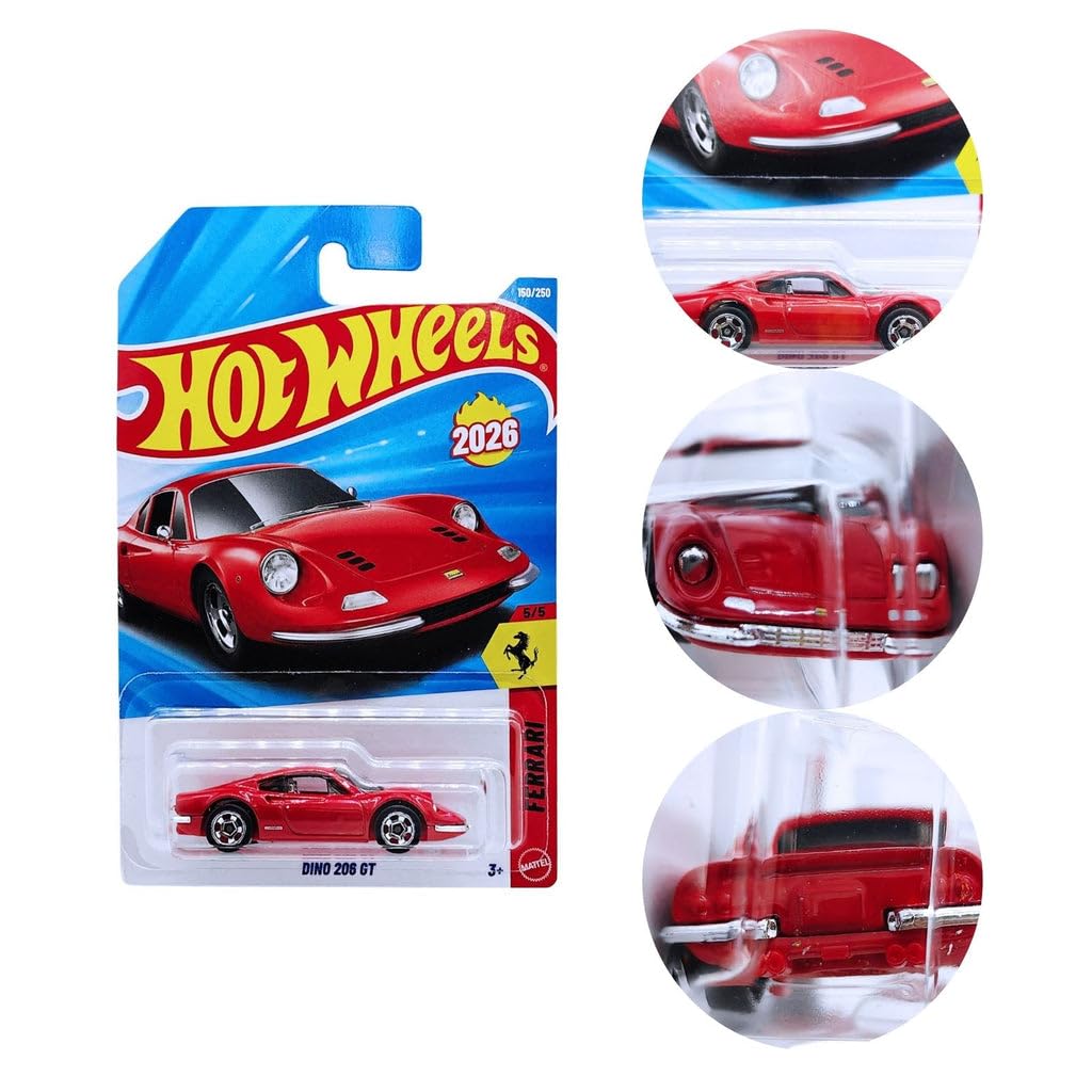 Hot Wheels Dino 206 GT Ferrari Ages 3 and Up 150/250 (Red)