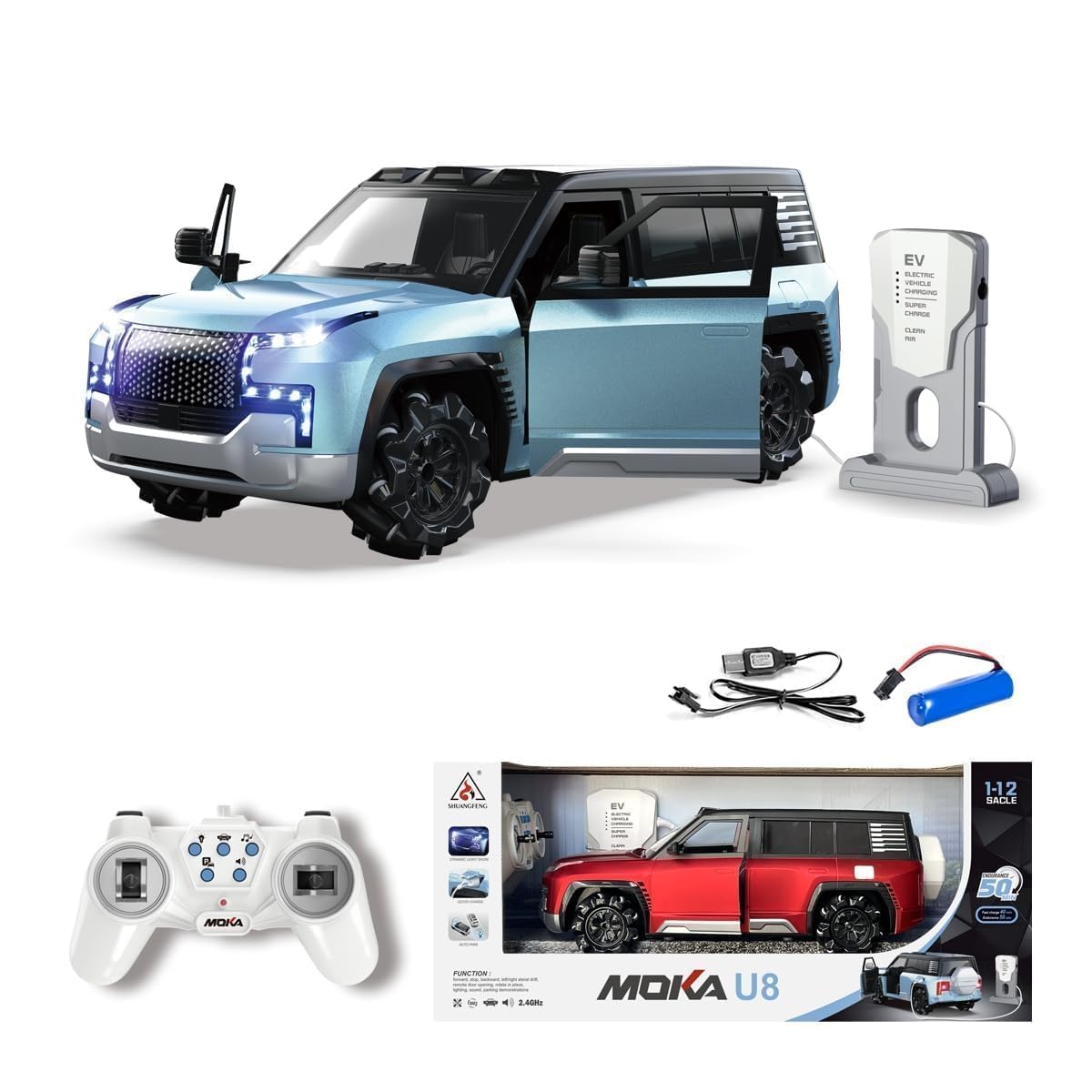 Moka U8 High-Speed Remote Control Car Rechargeable Battery, Durable Sport RC Car