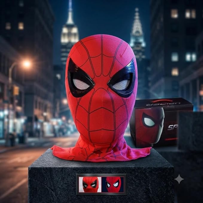Superhero Mask with Moving Eyes | 3D Cosplay Costume Mask | 360° Full Face Cover, Breathable, Adjustable Comfortable Dress Up Mask