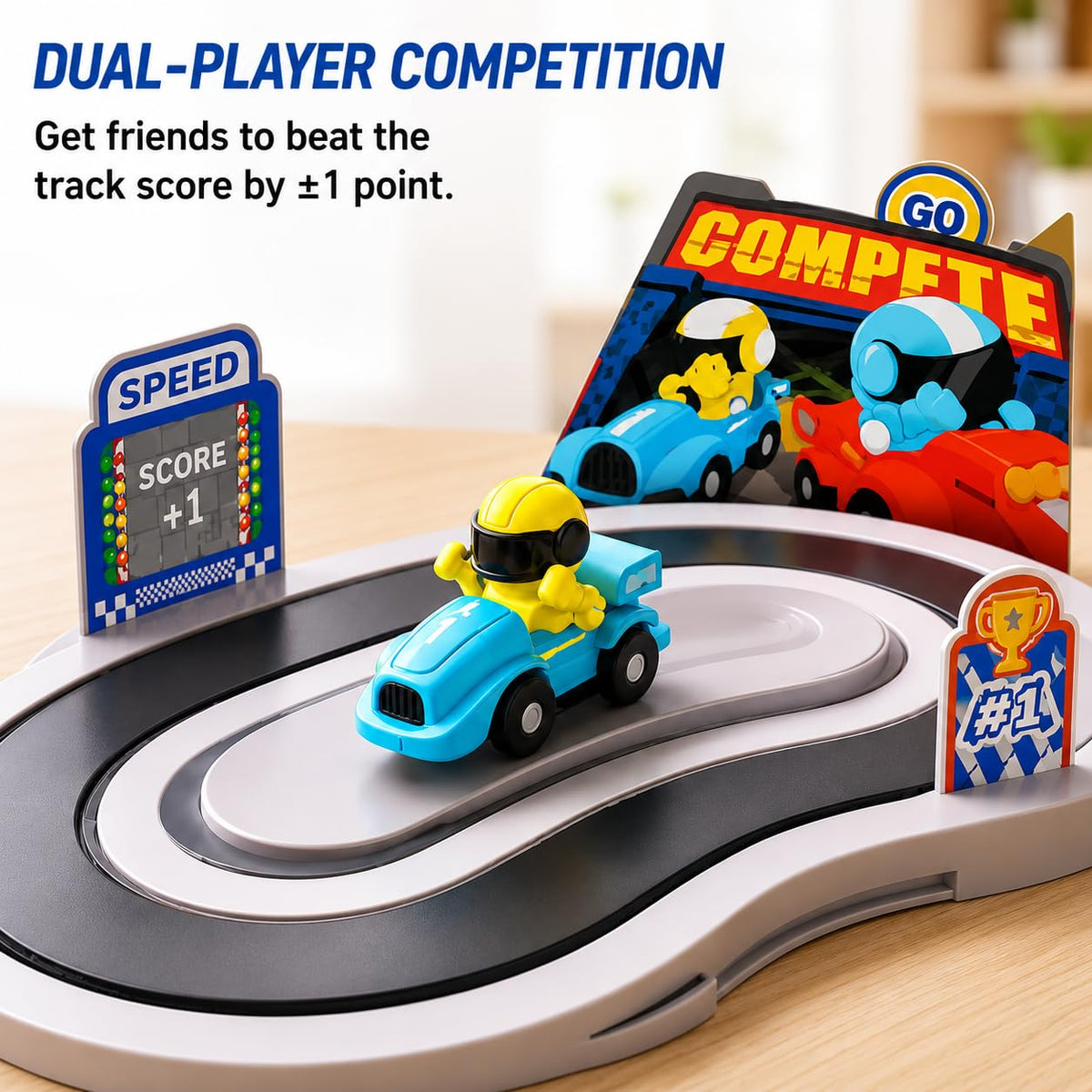 Interactive Induction Running Race Game Toy | 2 Player Wireless Motion Sensor Racing Track with Gesture Control Wristbands, Rechargeable Battle Board Game