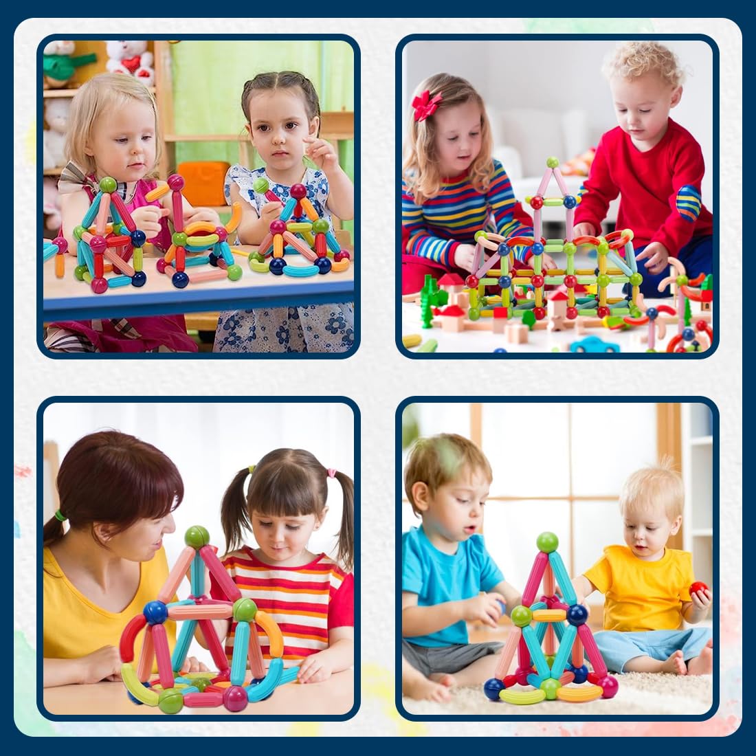 Magnetic Blocks for Kids | 64 PCS Magnetic Sticks & Balls Building Blocks Magnet Toy
