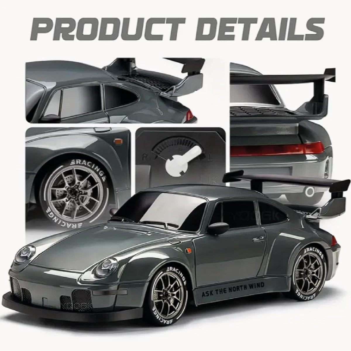 Premium RC Drift Car | 4WD with Boost Mode, 2.4Ghz Long Range Remote, Hard Shell Body, LED Headlights, Race-Ready Build (Burnout Grey)