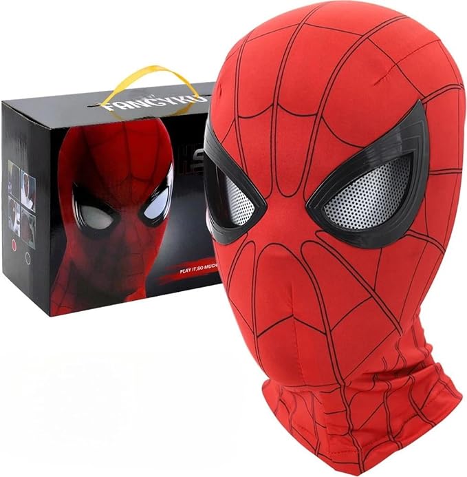 Superhero Mask with Moving Eyes | 3D Cosplay Costume Mask | 360° Full Face Cover, Breathable, Adjustable Comfortable Dress Up Mask