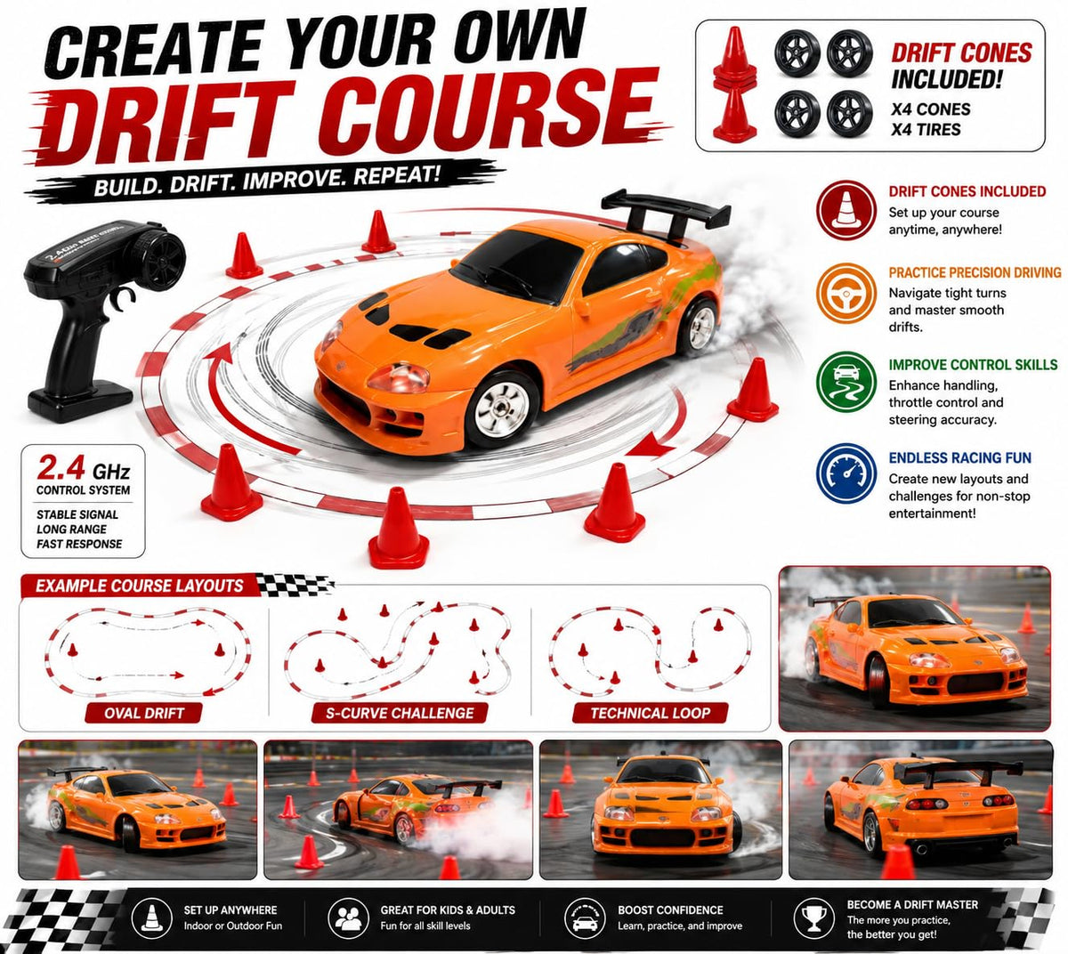 1:64 SCALE REMOTE CONTROL TOYOTA SUPRA OFFICAL LICENSED DRIFT CAR (FAST & FURIOUS)