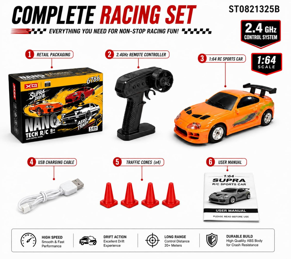 1:64 SCALE REMOTE CONTROL TOYOTA SUPRA OFFICAL LICENSED DRIFT CAR (FAST & FURIOUS)