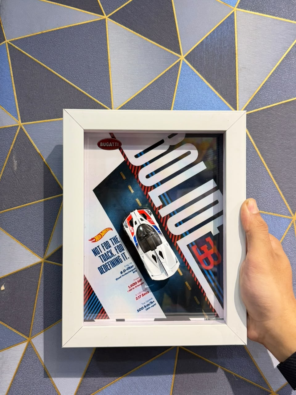 OG HOTWHEELS BUGATTI BOLIDE WALL FRAME (CUSTOMIZE)24X18 cm