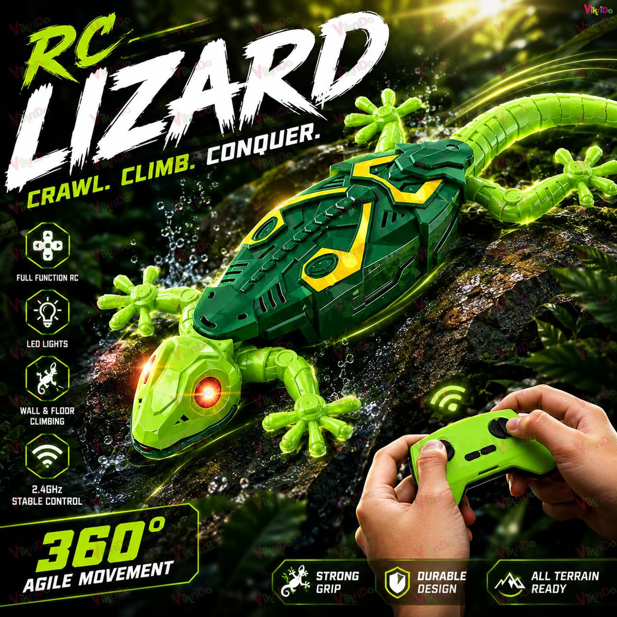 Wall Climbing RC Toy with Remote Control, Rechargeable Creepy Crawler Climbs Walls & Ceilings