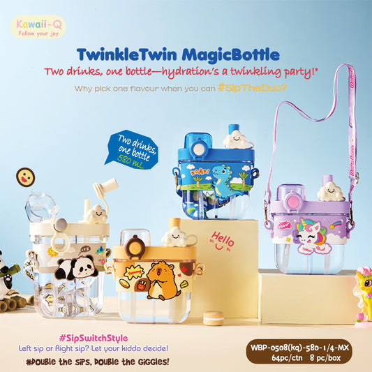TwinkleTwin Magic Bottle — 580ml Dual-Chamber Sipper