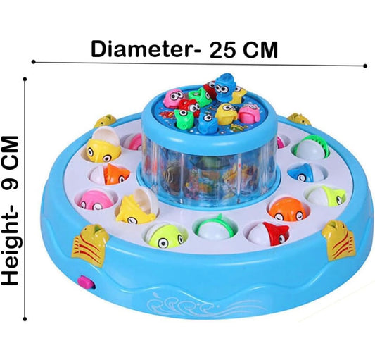 Fishing Game Toy Set — Rotating Pond with Lights & Music