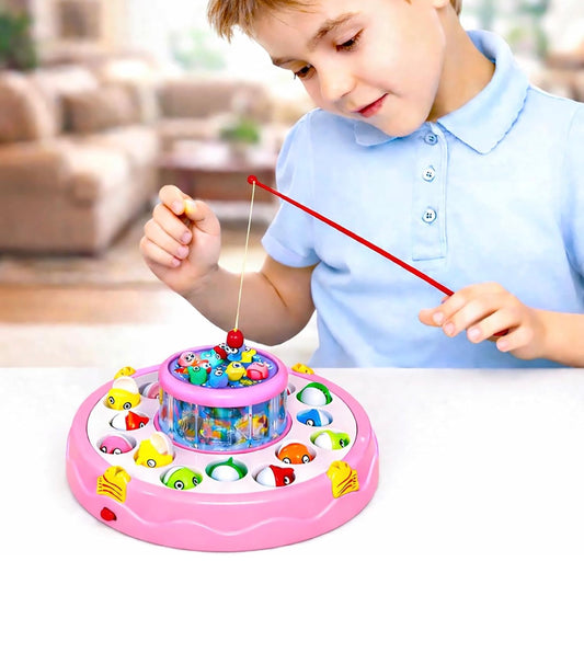 Fishing Game Toy Set — Rotating Pond with Lights & Music