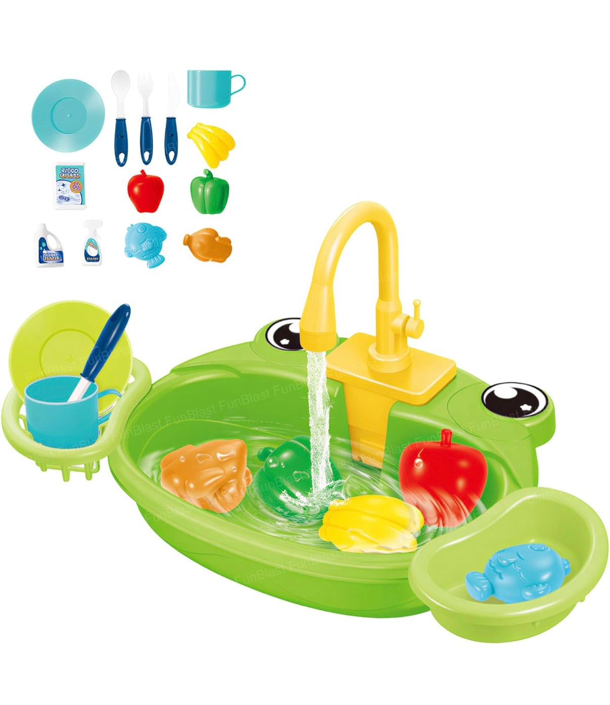 Frog Kitchen Sink Play Set — Running Water Pretend Play