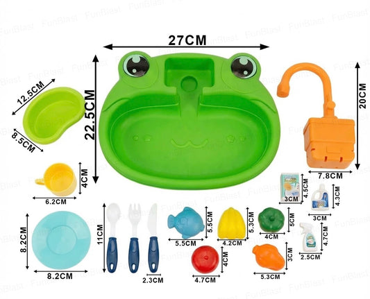 Frog Kitchen Sink Play Set — Running Water Pretend Play