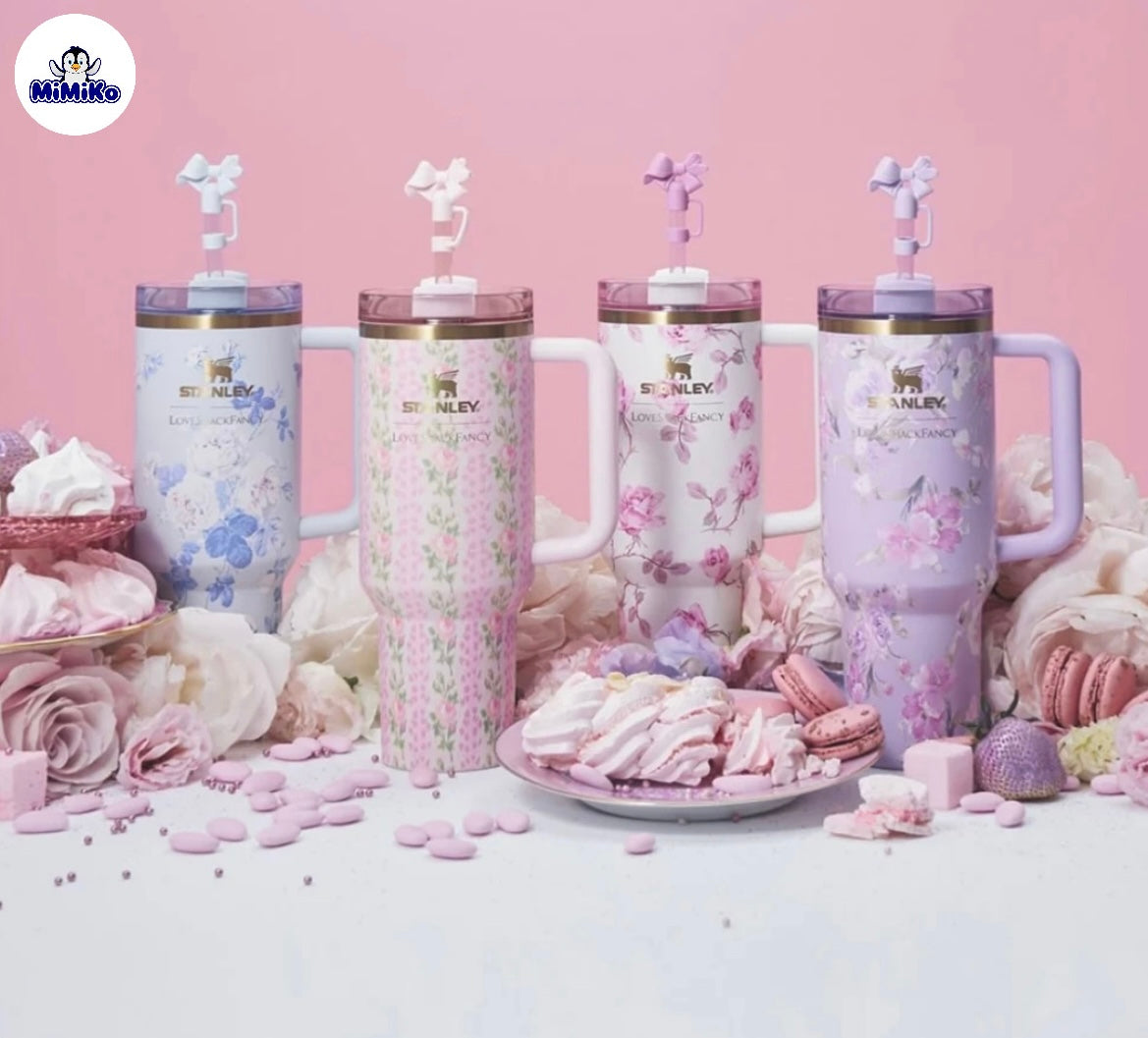 Floral Insulated Tumbler — 1.2L with Bow Straw Cap