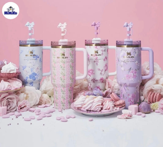 Floral Insulated Tumbler — 1.2L with Bow Straw Cap