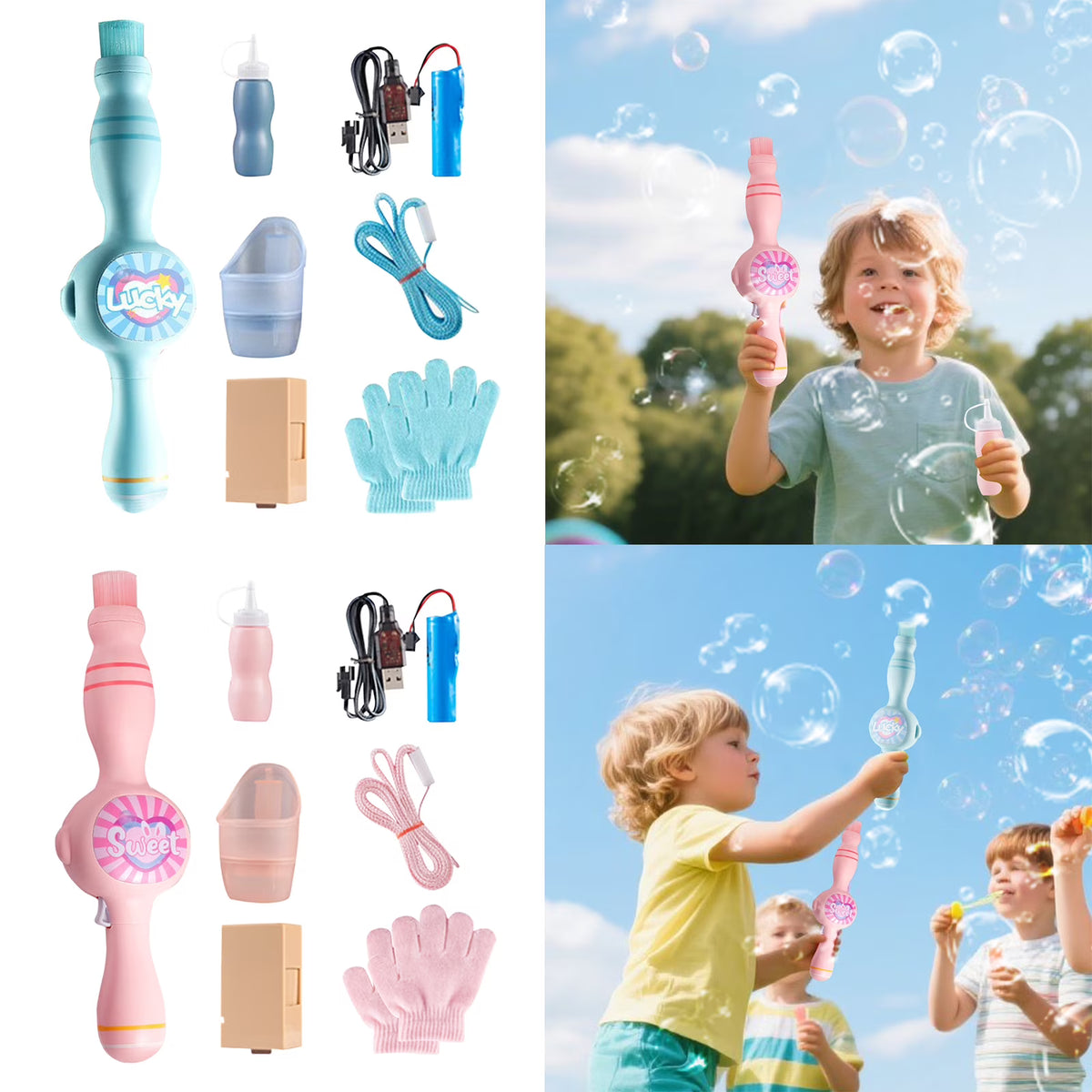 Fog Bubble Machine for Kids, Smoke Bubble Fog Wand with Gloves