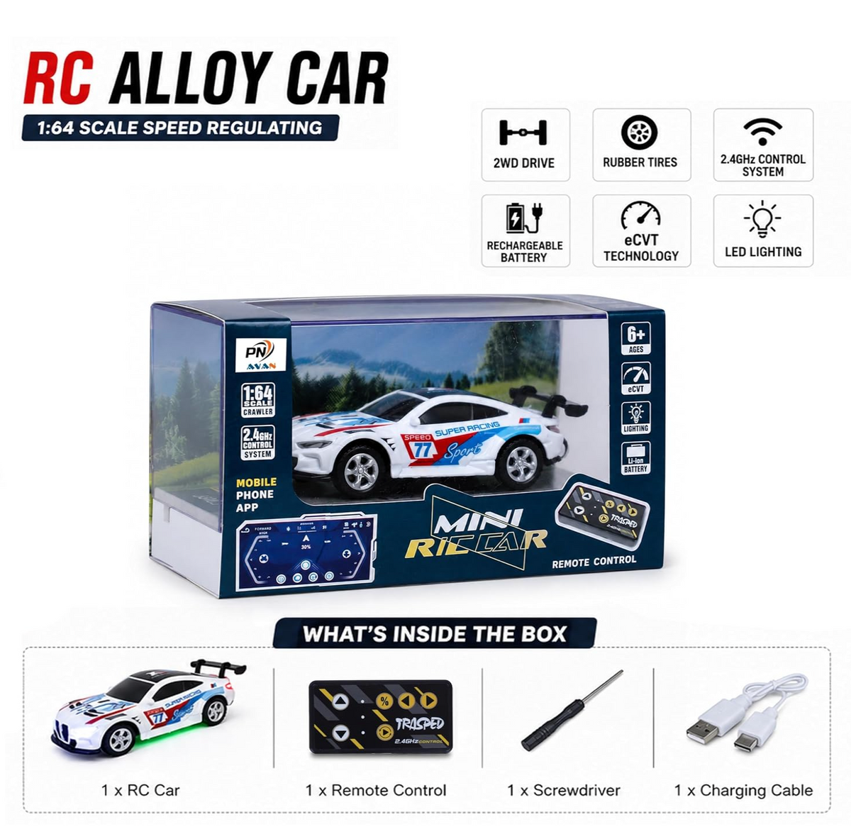 Mini RC Car for Kids with App & Remote Control