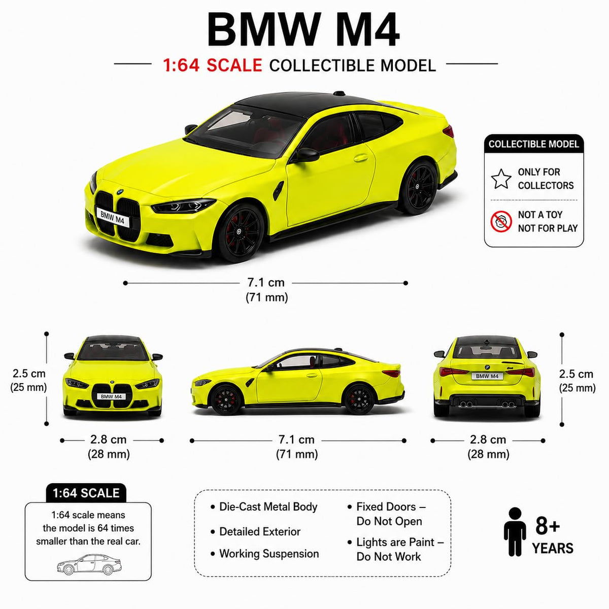 CCA BMW M4 die-cast dimensions
