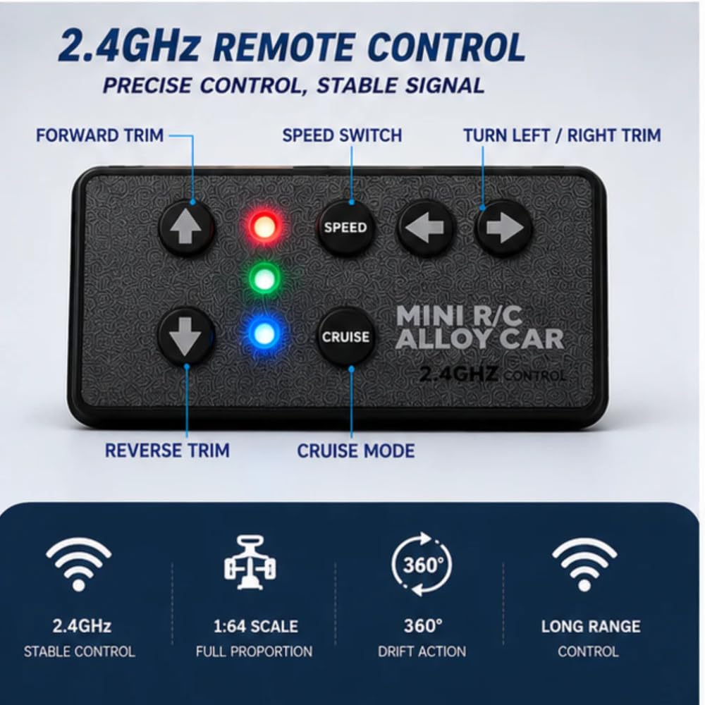 Mini R/C Alloy Drift Car 2.4GHz remote control features