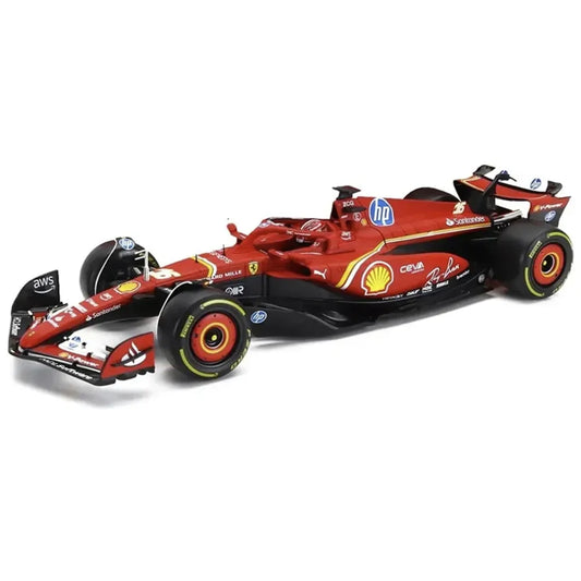 Bburago 2024 Ferrari SF-24 #16 Charles Leclerc with Driver (Plex Case) – 1:24 Scale Die-Cast Model