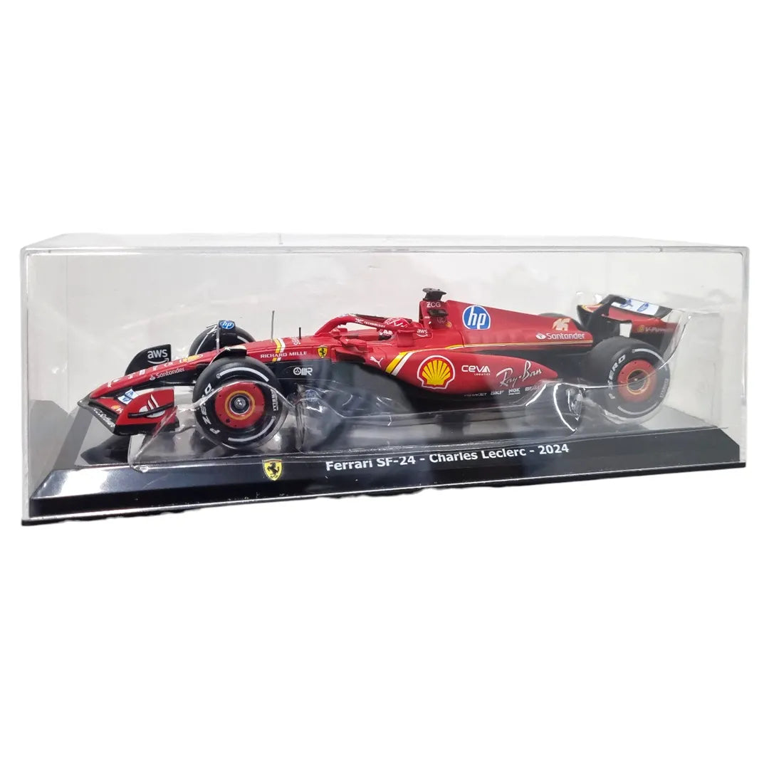 Bburago 2024 Ferrari SF-24 #16 Charles Leclerc with Driver (Plex Case) – 1:24 Scale Die-Cast Model