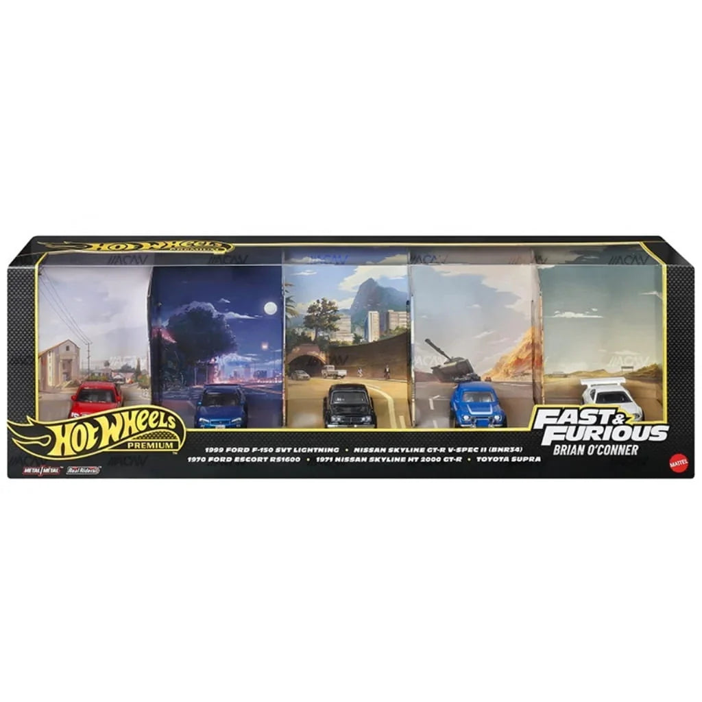 Hot Wheels Premium Fast & Furious Brian O'Conner 5-Car Collector Set – 1:64 Scale Die-Cast Models