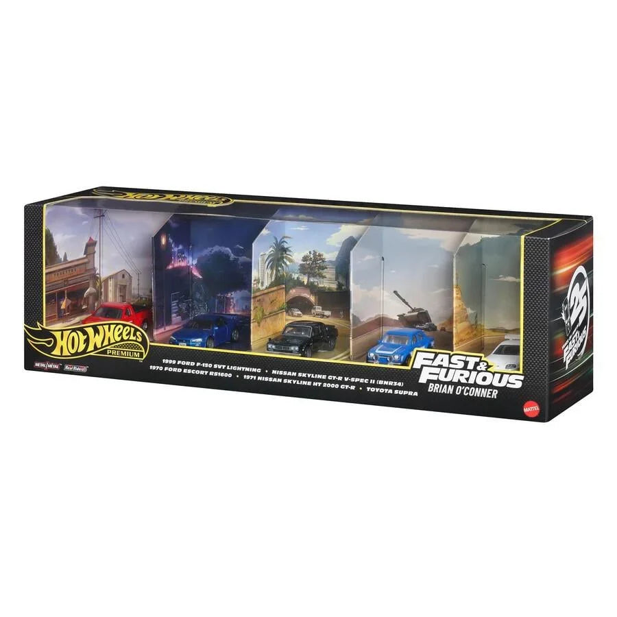 Hot Wheels Premium Fast & Furious Brian O'Conner 5-Car Collector Set – 1:64 Scale Die-Cast Models