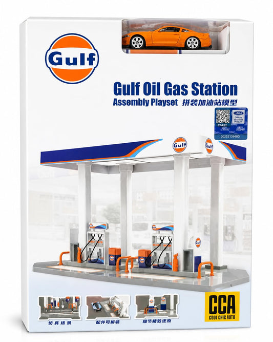 Gulf Oil Gas Station Toy Playset with Die-Cast Car