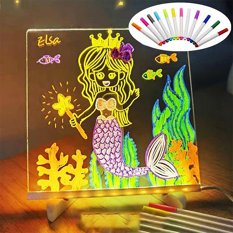 3D Acrylic Writing Pad LED Lamp with colorful markers