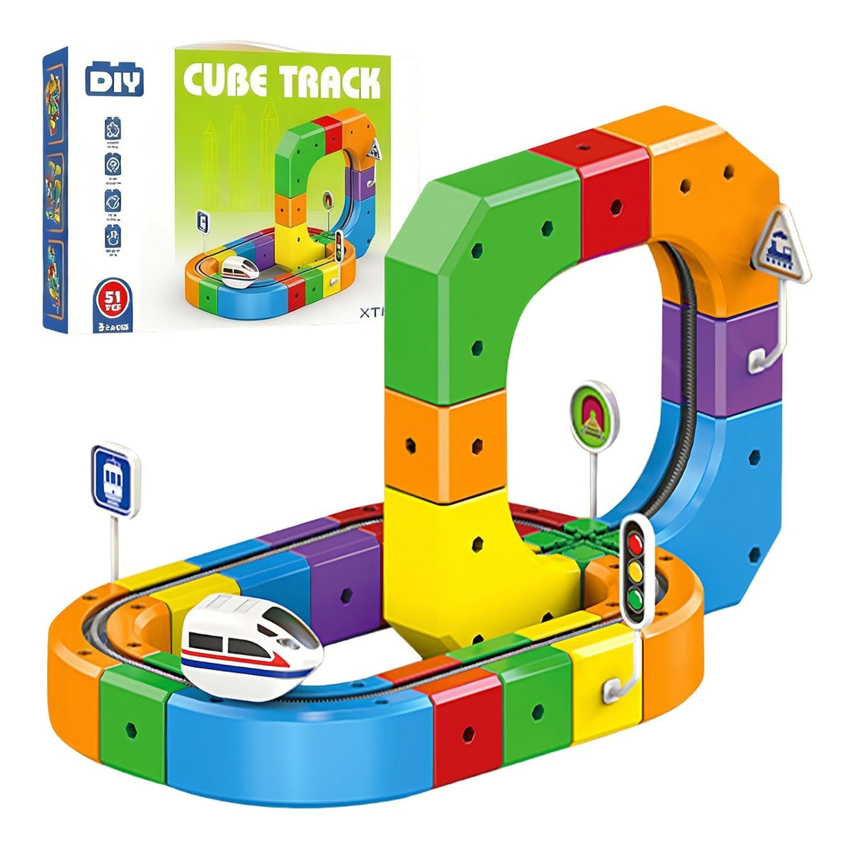 DIY Cube Track train set pieces