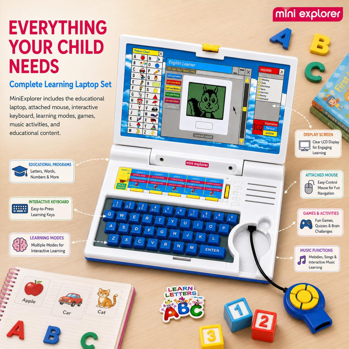 Educational Computer Laptop Toy — with Music & Games