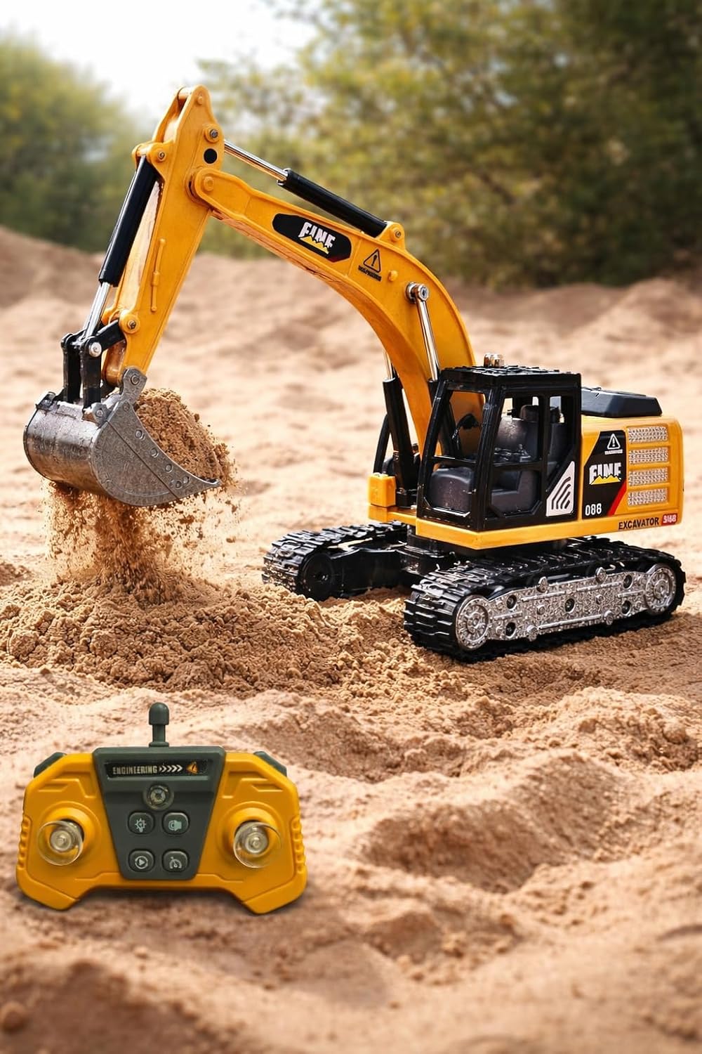 3-in-1 RC Excavator toy digging