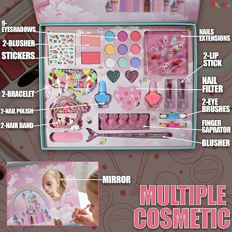 Kids Washable Makeup Kit — Foldable Palette with Mirror