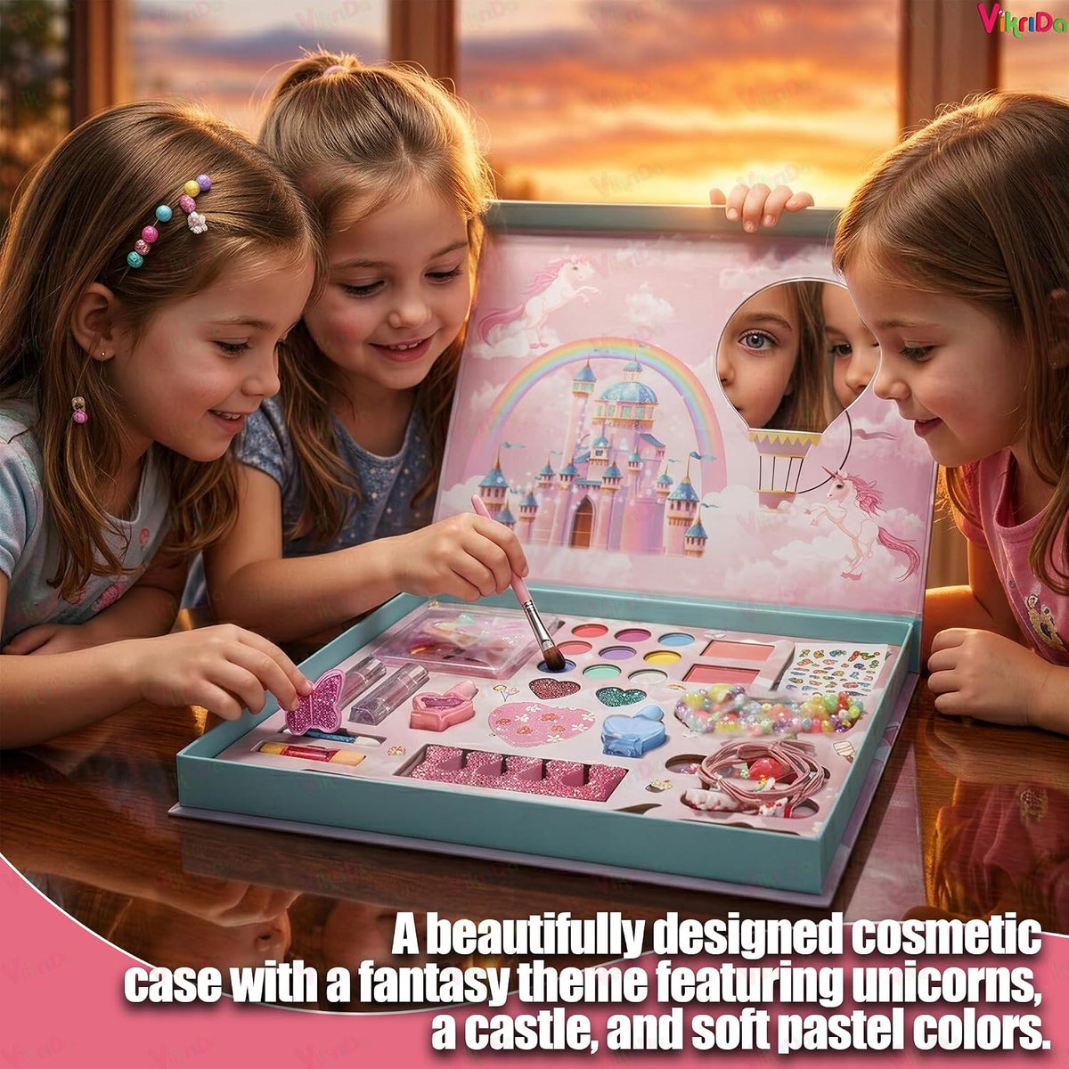 Kids Washable Makeup Kit — Foldable Palette with Mirror