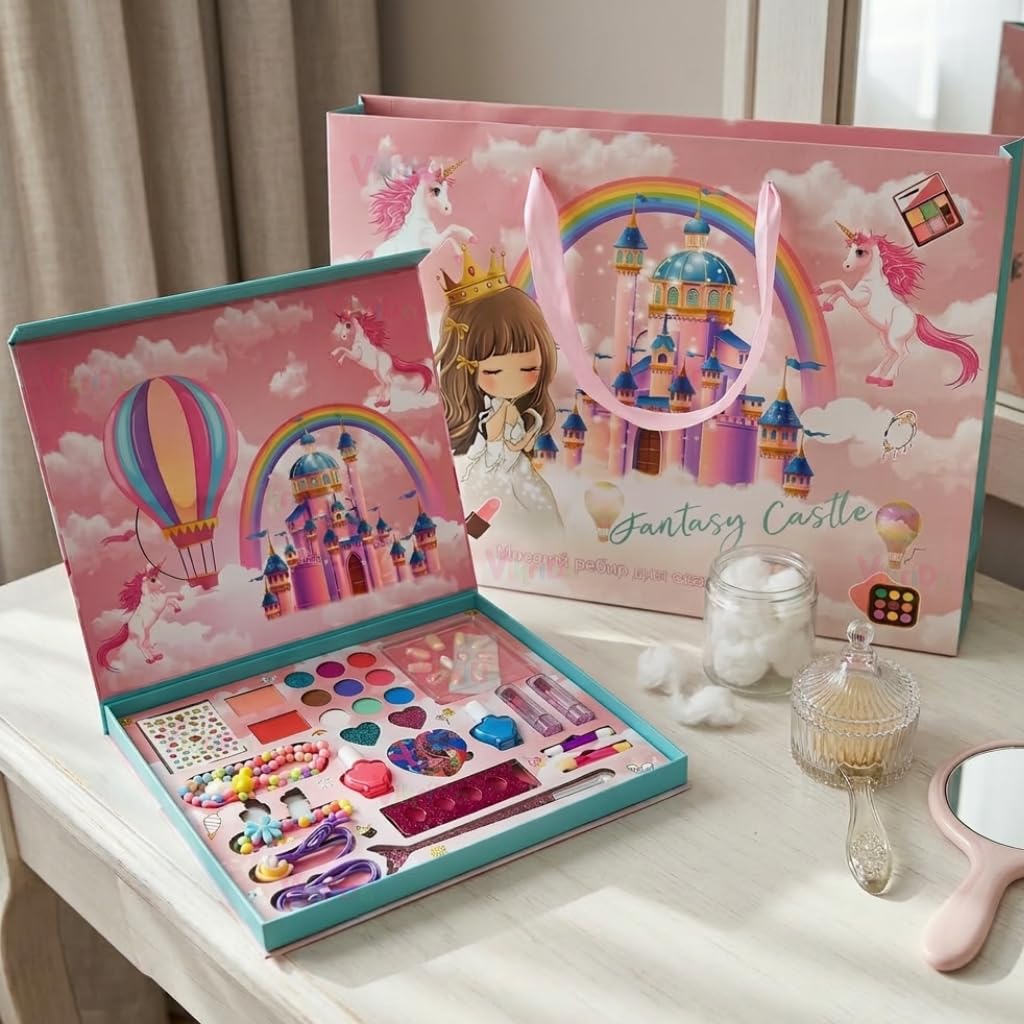 Kids Washable Makeup Kit — Foldable Palette with Mirror