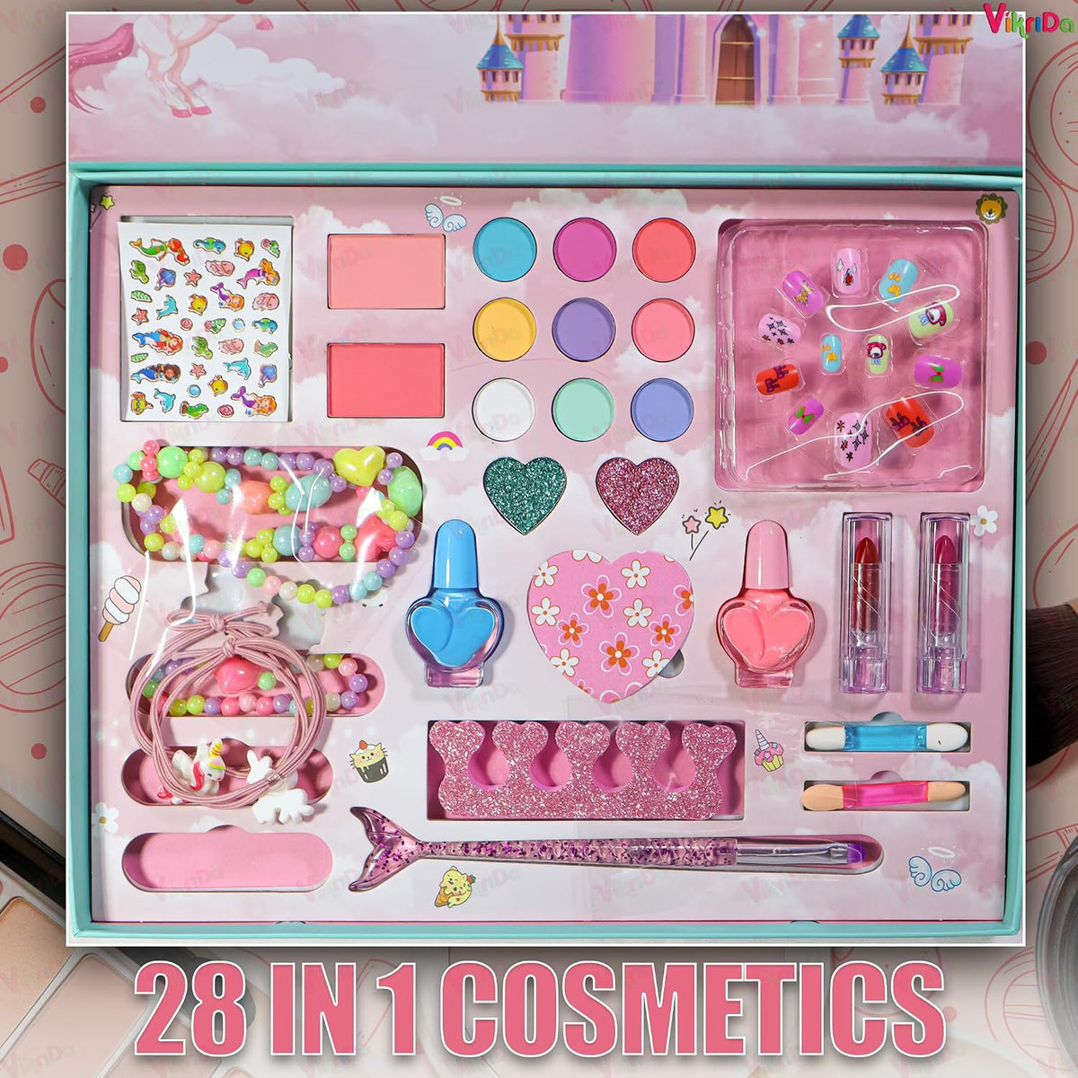 Kids Washable Makeup Kit — Foldable Palette with Mirror