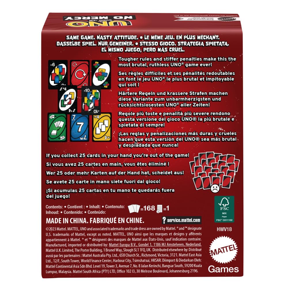 Mattel UNO Show 'em No Mercy card game box