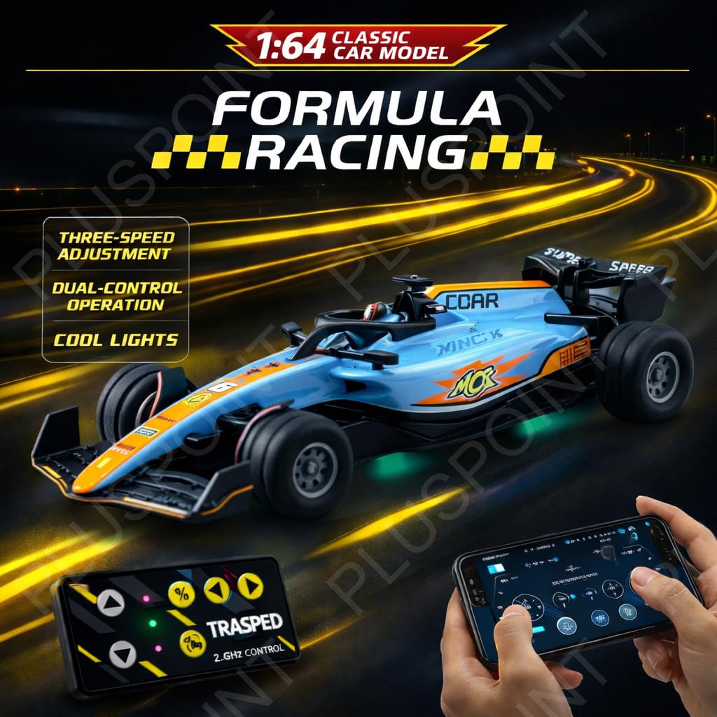 1:64 Diecast Metal F1 Mini RC Racing Car with LED Lights