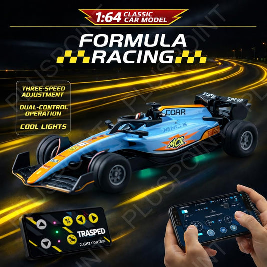 1:64 Diecast Metal F1 Mini RC Racing Car with LED Lights