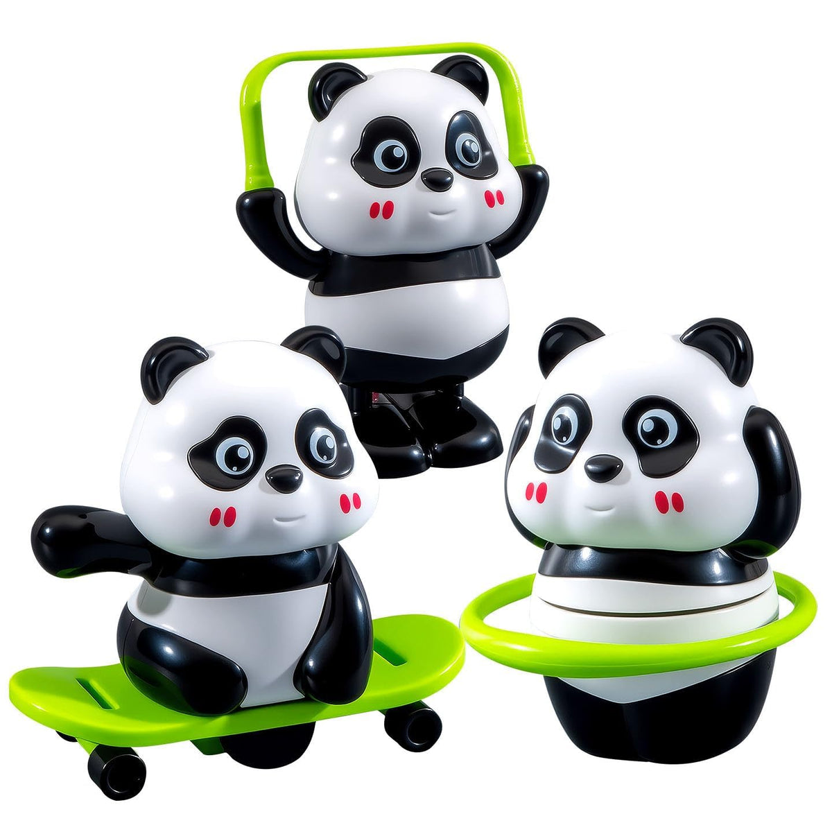 3 Pcs Cute Panda Action Toy Set